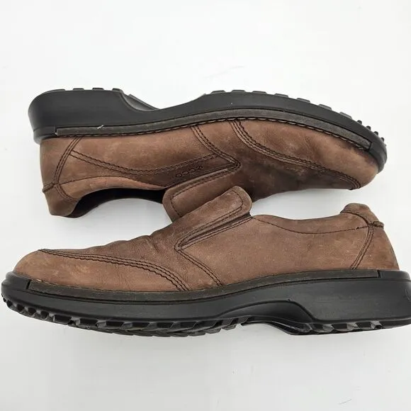ECCO Fusion Slip-On Shoes 11-11.5 Brown Leather Light Shock Point Loafer Oxford