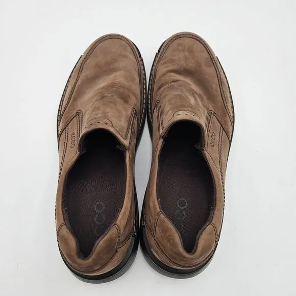 ECCO Fusion Slip-On Shoes 11-11.5 Brown Leather Light Shock Point Loafer Oxford