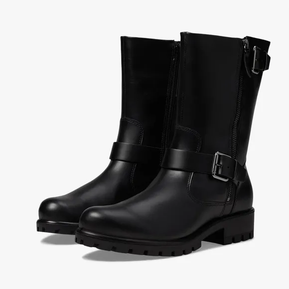 Ecco Modtray Moto Boots 5.5 36 Black NWOT Leather Ankle Booties Biker Grunge 90s