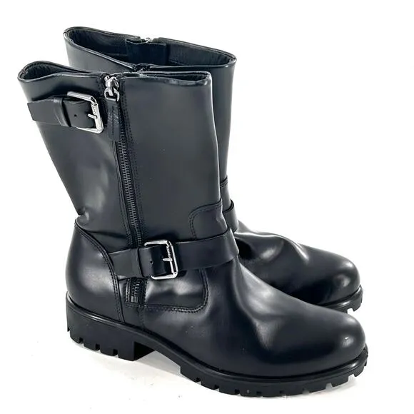 Ecco Modtray Moto Boots 5.5 36 Black NWOT Leather Ankle Booties Biker Grunge 90s