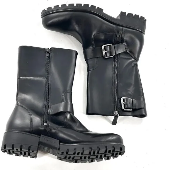 Ecco Modtray Moto Boots 5.5 36 Black NWOT Leather Ankle Booties Biker Grunge 90s