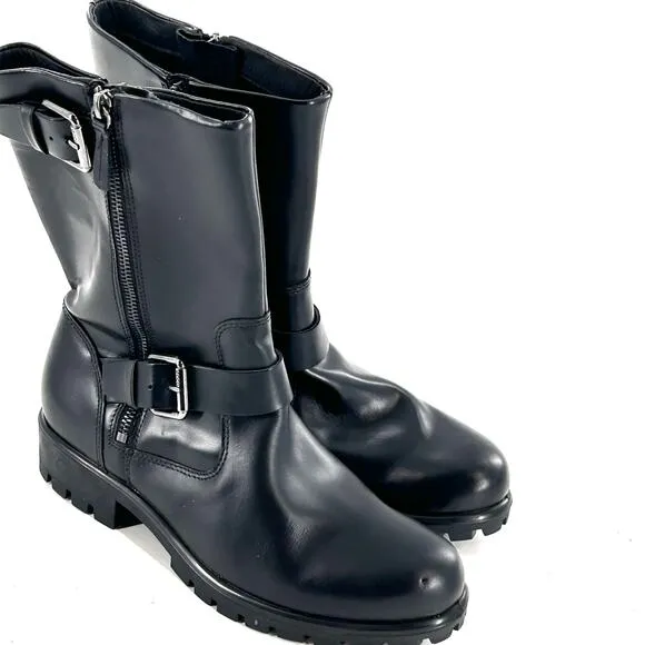 Ecco Modtray Moto Boots 5.5 36 Black NWOT Leather Ankle Booties Biker Grunge 90s