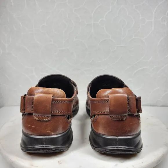 ECCO Transporter Sandals Mens 44/10.5 Brown Leather Fisherman Closed Toe Shoes