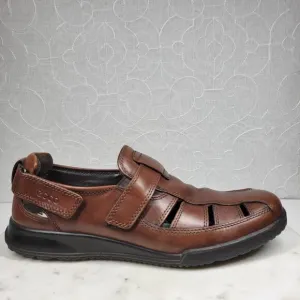 ECCO Transporter Sandals Mens 44/10.5 Brown Leather Fisherman Closed Toe Shoes