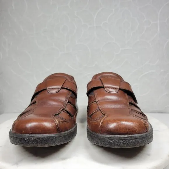 ECCO Transporter Sandals Mens 44/10.5 Brown Leather Fisherman Closed Toe Shoes