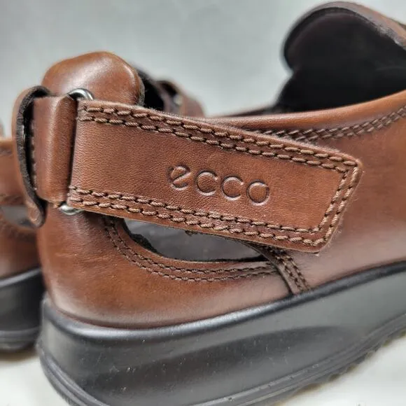 ECCO Transporter Sandals Mens 44/10.5 Brown Leather Fisherman Closed Toe Shoes