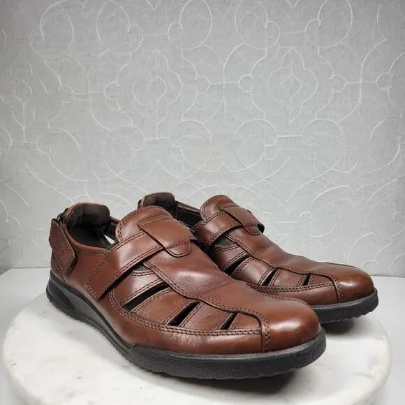 ECCO Transporter Sandals Mens 44/10.5 Brown Leather Fisherman Closed Toe Shoes