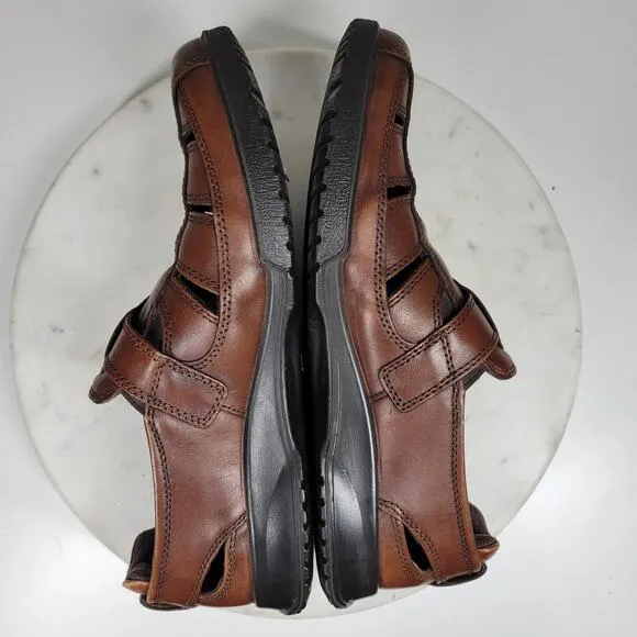 ECCO Transporter Sandals Mens 44/10.5 Brown Leather Fisherman Closed Toe Shoes