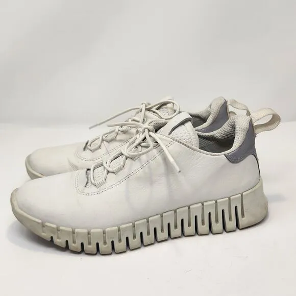 Ecco Women Gruuv Sneaker Trainers Size 39 US 8 White Leather Casual Comfort Shoe