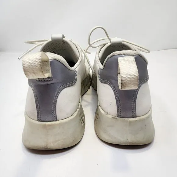 Ecco Women Gruuv Sneaker Trainers Size 39 US 8 White Leather Casual Comfort Shoe