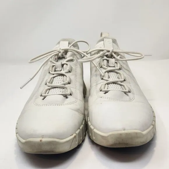 Ecco Women Gruuv Sneaker Trainers Size 39 US 8 White Leather Casual Comfort Shoe