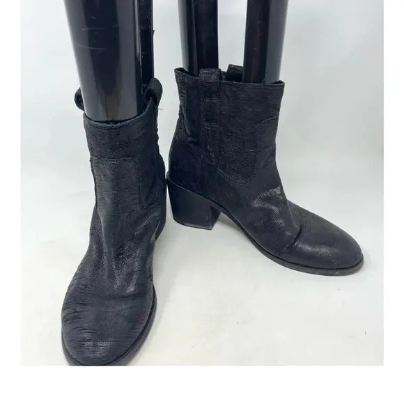 Eileen Fisher Black Textured Heeled Ankle Boots Size US 8.5
