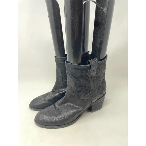 Eileen Fisher Black Textured Heeled Ankle Boots Size US 8.5