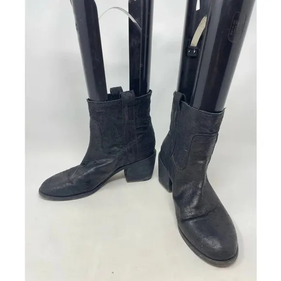 Eileen Fisher Black Textured Heeled Ankle Boots Size US 8.5