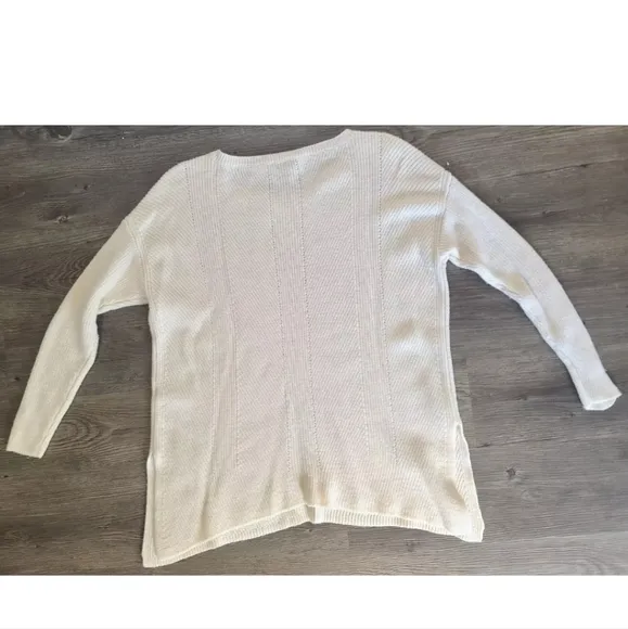 Eileen Fisher Cream 100% Fine Merino Wool Bateau Neck Sweater Medium