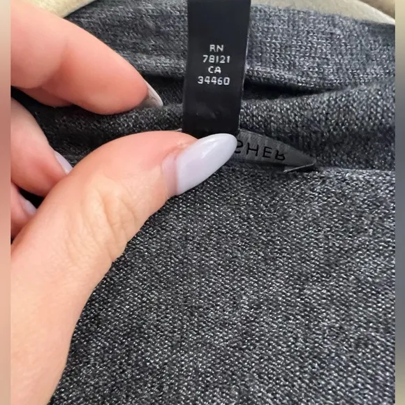Eileen Fisher Faux Wrap Long Sleeve Sweater Top - Grey - Size M Petite