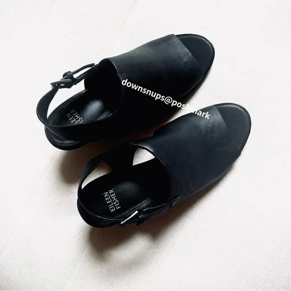 Eileen Fisher Glance-VC Cacchetta leather peep toe slingback shoes