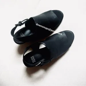 Eileen Fisher Glance-VC Cacchetta leather peep toe slingback shoes