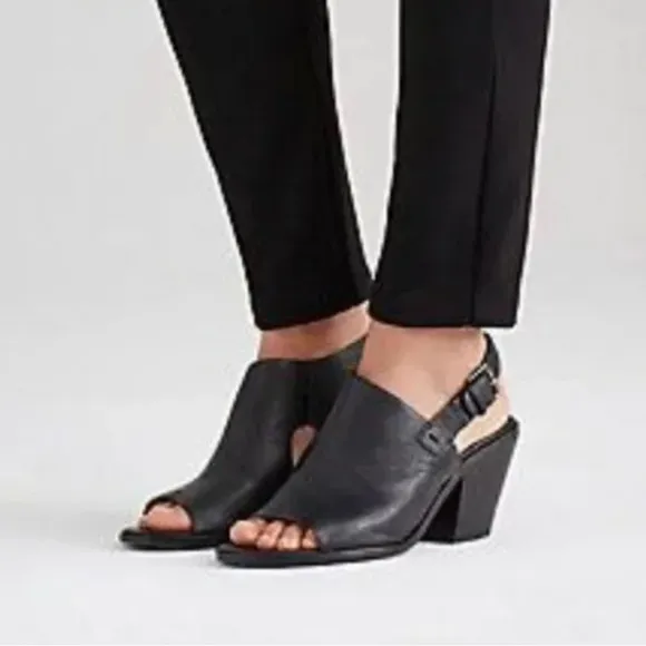 Eileen Fisher Glance-VC Cacchetta leather peep toe slingback shoes