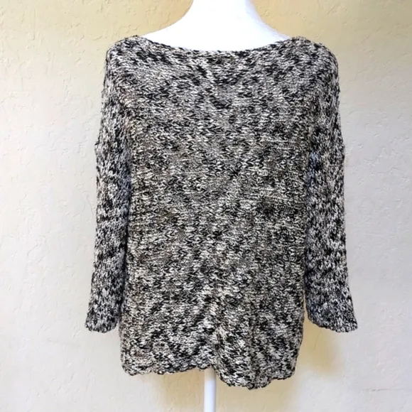 Eileen Fisher Marbled Boucle Cotton Blend Yarn Boat Neck Sweater Size Small