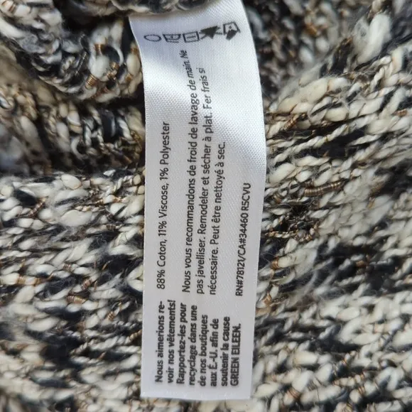 Eileen Fisher Marbled Boucle Cotton Blend Yarn Boat Neck Sweater Size Small
