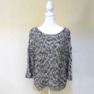 Eileen Fisher Marbled Boucle Cotton Blend Yarn Boat Neck Sweater Size Small