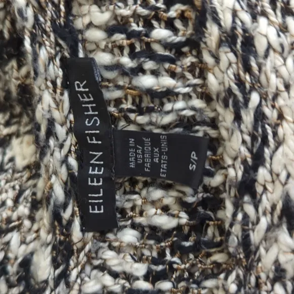 Eileen Fisher Marbled Boucle Cotton Blend Yarn Boat Neck Sweater Size Small