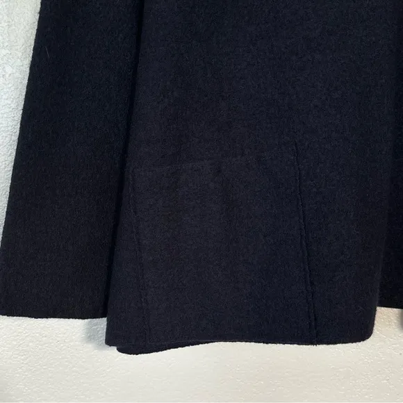 EILEEN FISHER NWT L Lightweight Boiled Wool Bateau Neck Top in Nocturne Blue