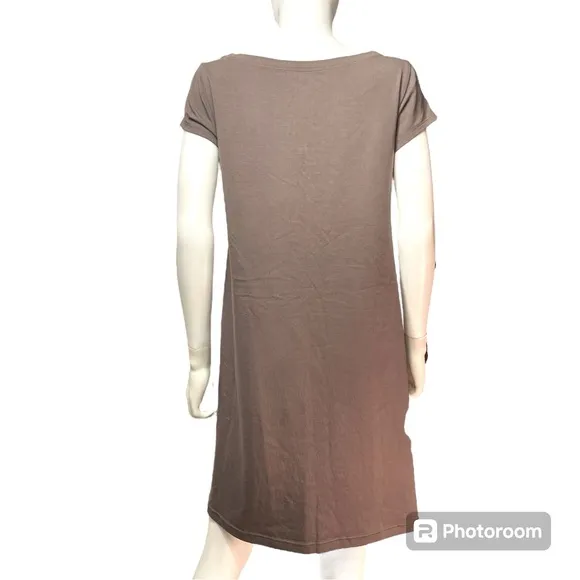 Eileen Fisher Traceable Organic Cotton Slate Boat Neck Jersey Shirt Dress Size M