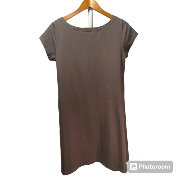 Eileen Fisher Traceable Organic Cotton Slate Boat Neck Jersey Shirt Dress Size M