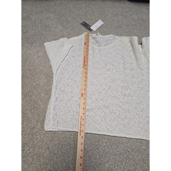 EILEEN FISHER White Organic Cotton Nubble Mesh Asymmetrical Sweater Sz M Resort