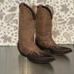 El Caporal vintage leather cut out western cowboy boots size 7.5 E