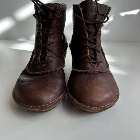 EL NATURALISTA Women's Brown Laceup Leather Ankle Boots SIZE 8 UK 38 RANA THARU