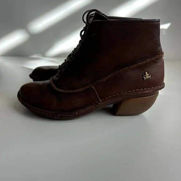 EL NATURALISTA Women's Brown Laceup Leather Ankle Boots SIZE 8 UK 38 RANA THARU