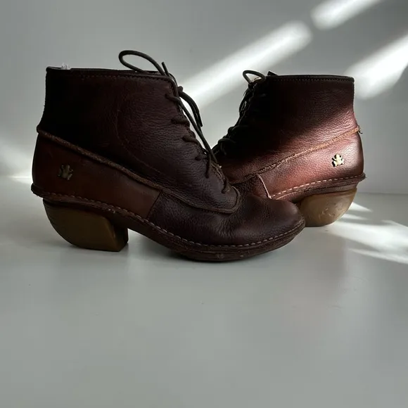 EL NATURALISTA Women's Brown Laceup Leather Ankle Boots SIZE 8 UK 38 RANA THARU