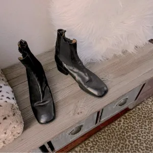 Elia Maurizi Made In Italy Block Heel Square Toe Chelsea Ankle Boots Sz 9