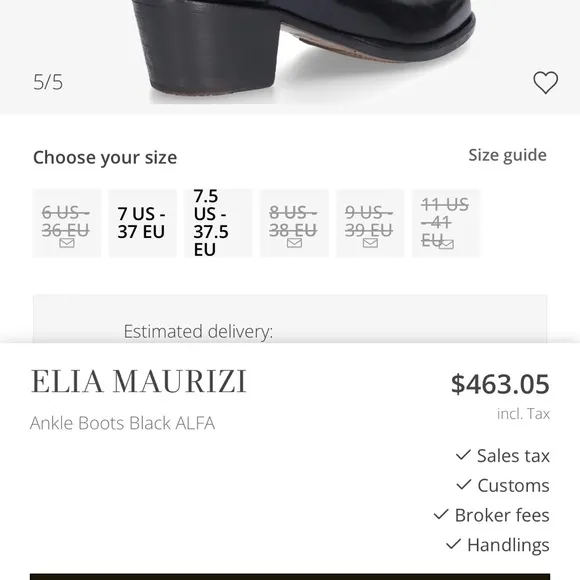 Elia Maurizi Made In Italy Block Heel Square Toe Chelsea Ankle Boots Sz 9