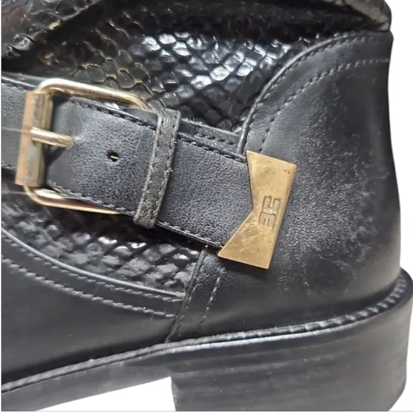 ELISABETTA FRANCHI | Snakeskin Embossed Leather Motorcycle Boots ~ EU 38 / US 8