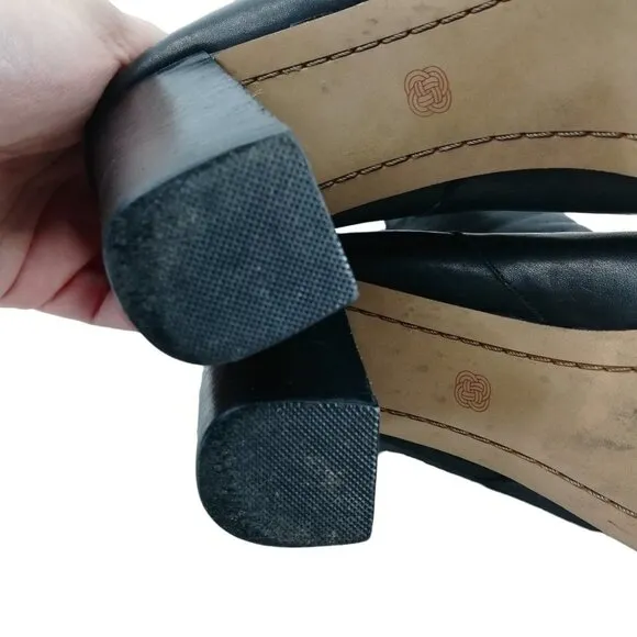 Elliott Lucca Daniella Black Leather Boots Booties Size 8 Gold Zip Anthro Block