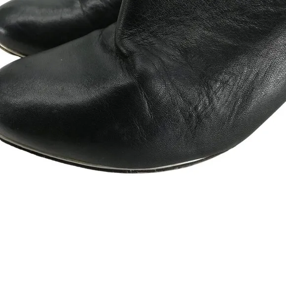 Elliott Lucca Daniella Black Leather Boots Booties Size 8 Gold Zip Anthro Block