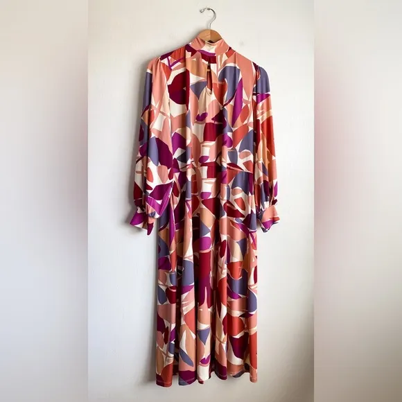Eloquii Abstract Aline Modern Arts Midi Dress Long Sleeve Stretch Formal Work 22