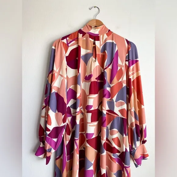 Eloquii Abstract Aline Modern Arts Midi Dress Long Sleeve Stretch Formal Work 22