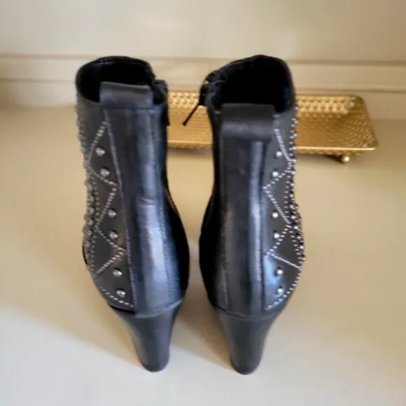EMANUELE CRASTO Made in Italy Leather Booties with Studs women black-6.5