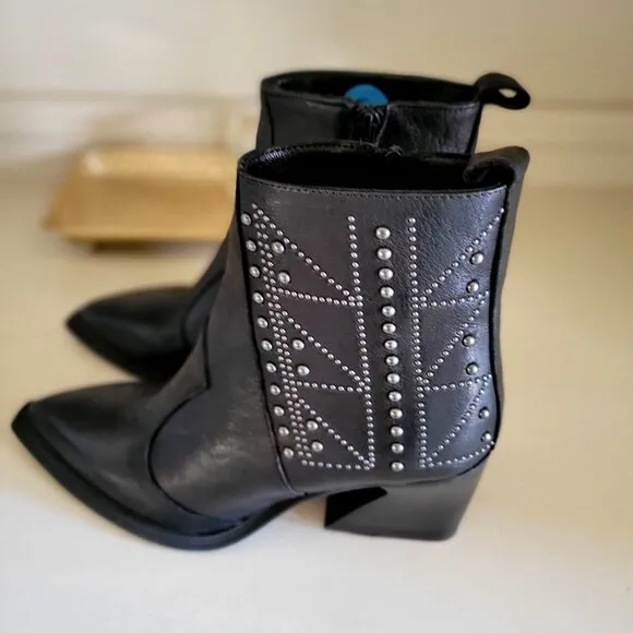 EMANUELE CRASTO Made in Italy Leather Booties with Studs women black-6.5