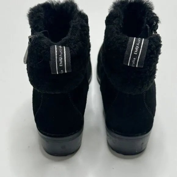 EMU Australia Merck W12400 Ankle Boots Black Womens Size 7 Suede