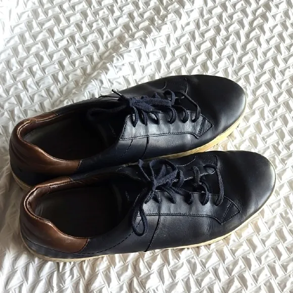 Ermenegildo Zegna Men's Navy Blue and Brown Leather Shoes