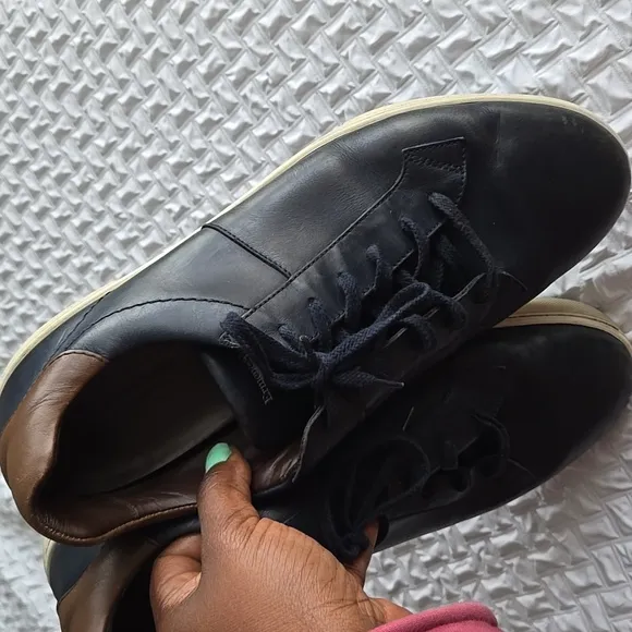 Ermenegildo Zegna Men's Navy Blue and Brown Leather Shoes