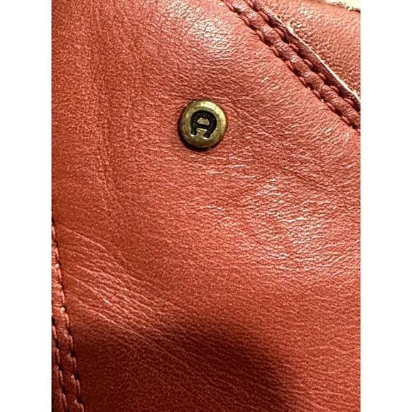 ETIENNE AIGNER Women's Vintage Leather Sherpa Lined Lace Up Ankle Boots Red Sz 8