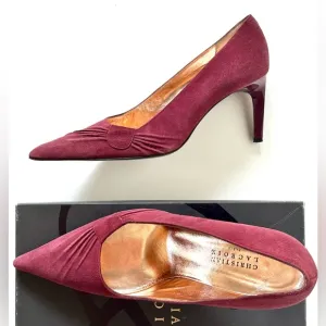 EUC Christian Lacroix Burgundy Suede Pumps, Box, size 8.5