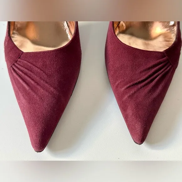 EUC Christian Lacroix Burgundy Suede Pumps, Box, size 8.5